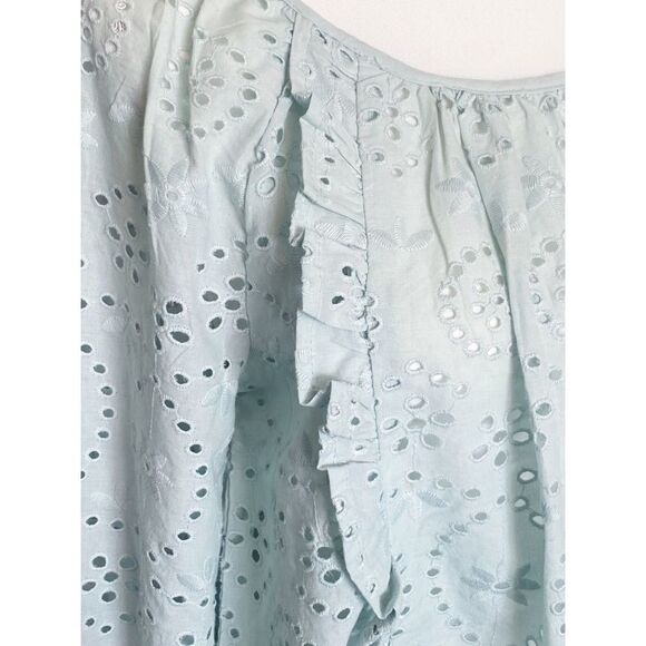 NWT Joie Brand BEAUTIFUL Light Blue Eyelet Top with Ruffle Detail - Size M - Picture 3 of 5